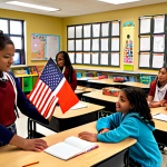 **Image Prompt 1: Classroom Diversity**
   - "A vibrant classroom scene showcasing students from various cultural backgrounds engaged in a collaborative project. The room is filled with cultural artifacts, flags, and educational materials representing different traditions. Students are sharing stories and working together, creating an atmosphere of empathy and respect."
