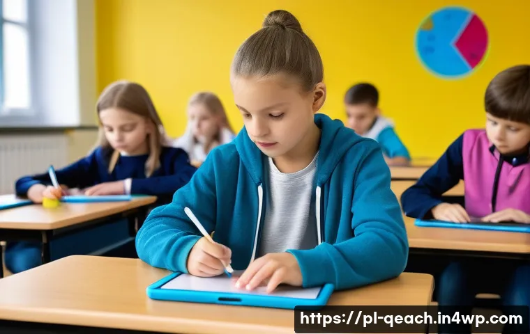 모듈식 교육과정의 적용 분야 - A modern Polish classroom scene showing diverse primary and secondary school students engaged in a m...