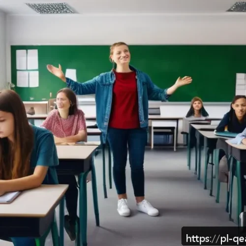 Home 17 모듈식 교육과정에서의 학생 피드백 활용 - A modern classroom scene in Poland with a diverse group of teenage students actively participating i...